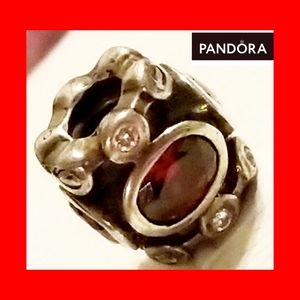 PANDORA GARNET RUBY & DIAMOND SS 925 BEAD CHARM